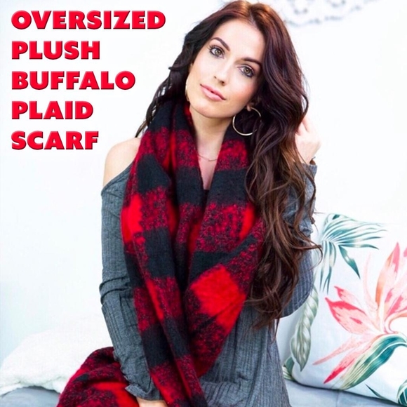 ValMarie Accessories - Oversized Plush Buffalo Plaid Scarf 1 LEFT